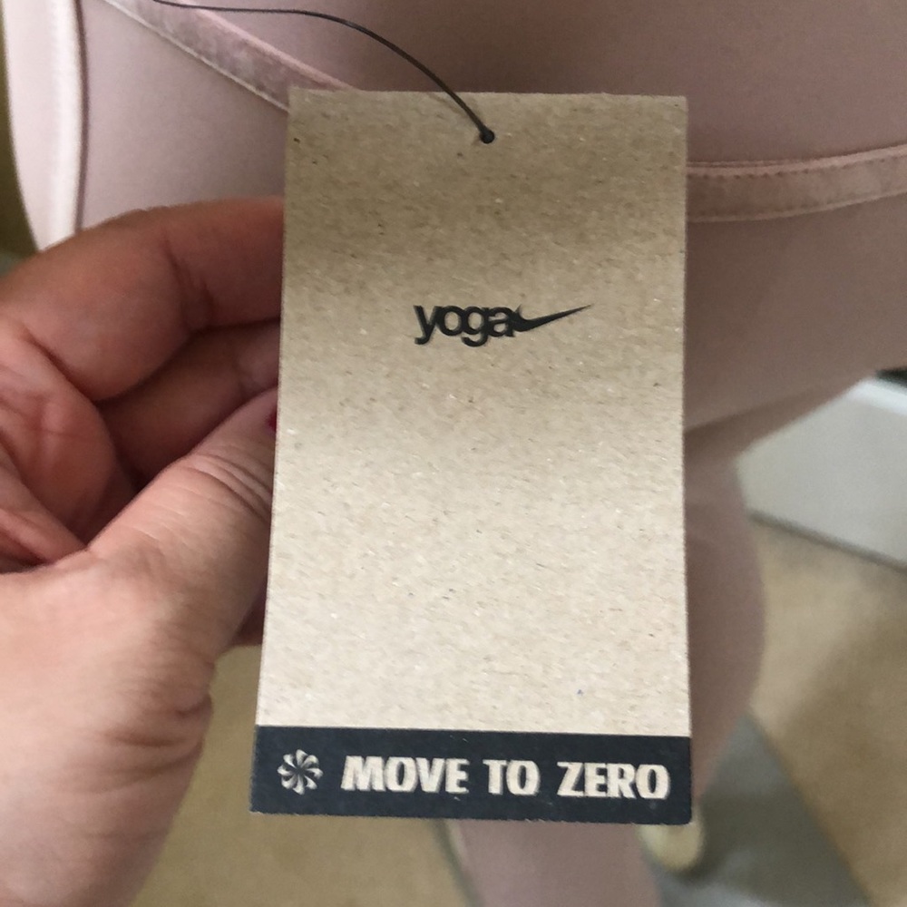 Nike Yoga womens M tight compression leggings Dusty Rose Pink w velvet trim. - Picture 6 of 10